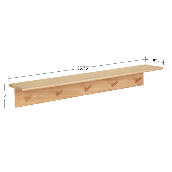AllModern Shea Poplar Solid Wood Floating Shelf with Hooks & Reviews
